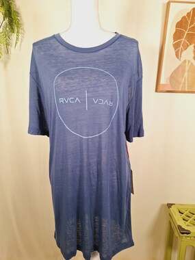 RVCA Triblend Burnout Women's Sheer Blue Shirt NWT